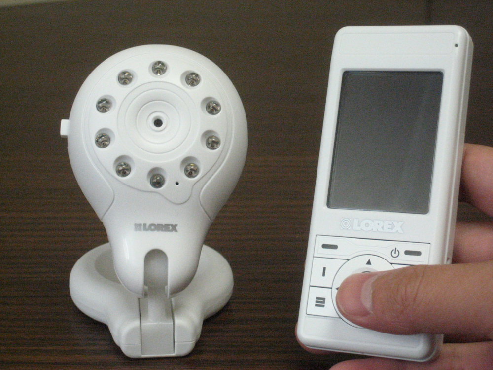 A digital wireless baby monitor with its handheld receiver.