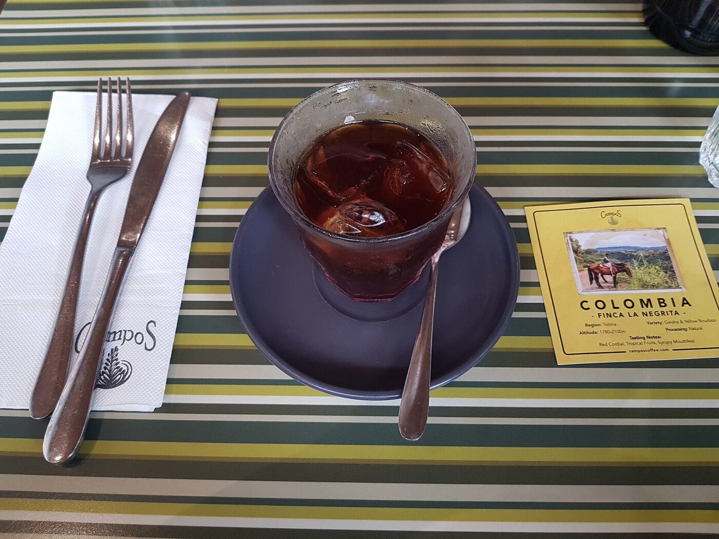 A glass of cold brew coffee.