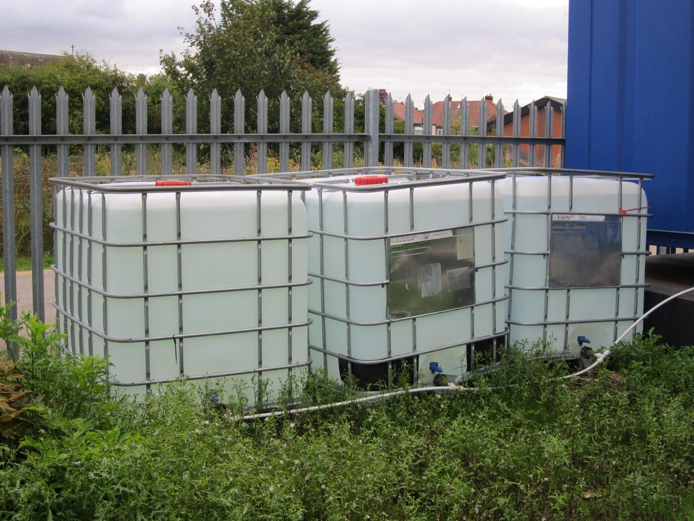 Large water storage containers.