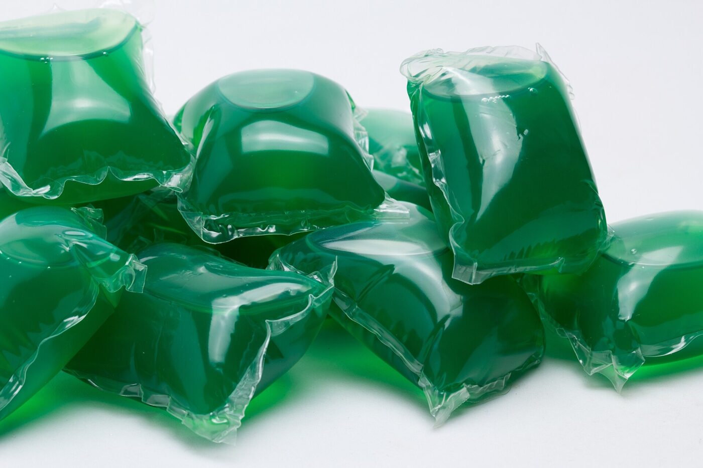 Liquid laundry detergent pods.