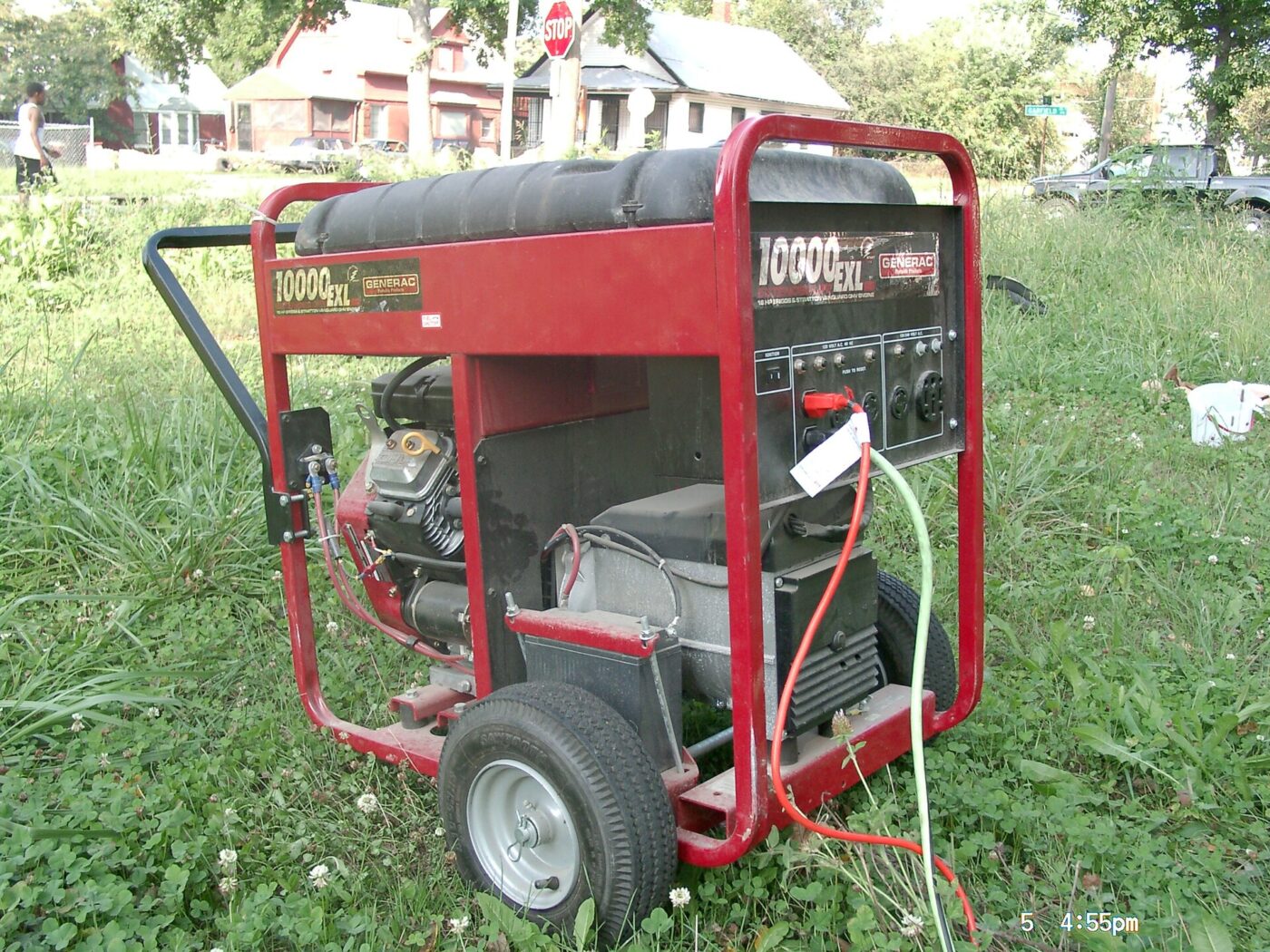 A portable gasoline generator.