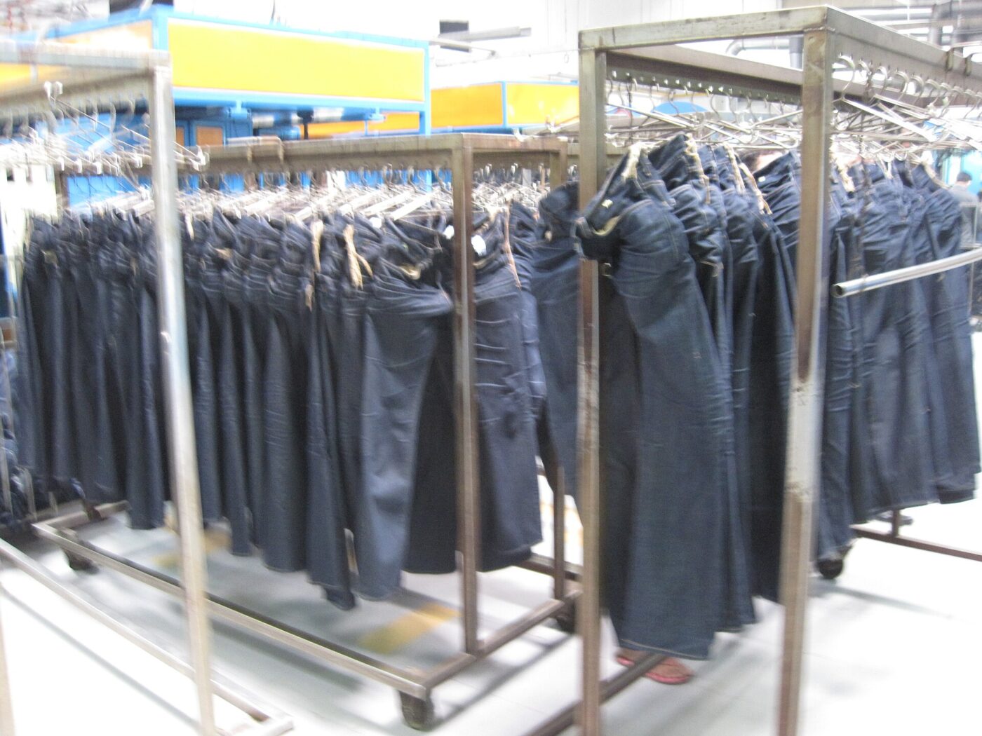 Jeans on a store rack.