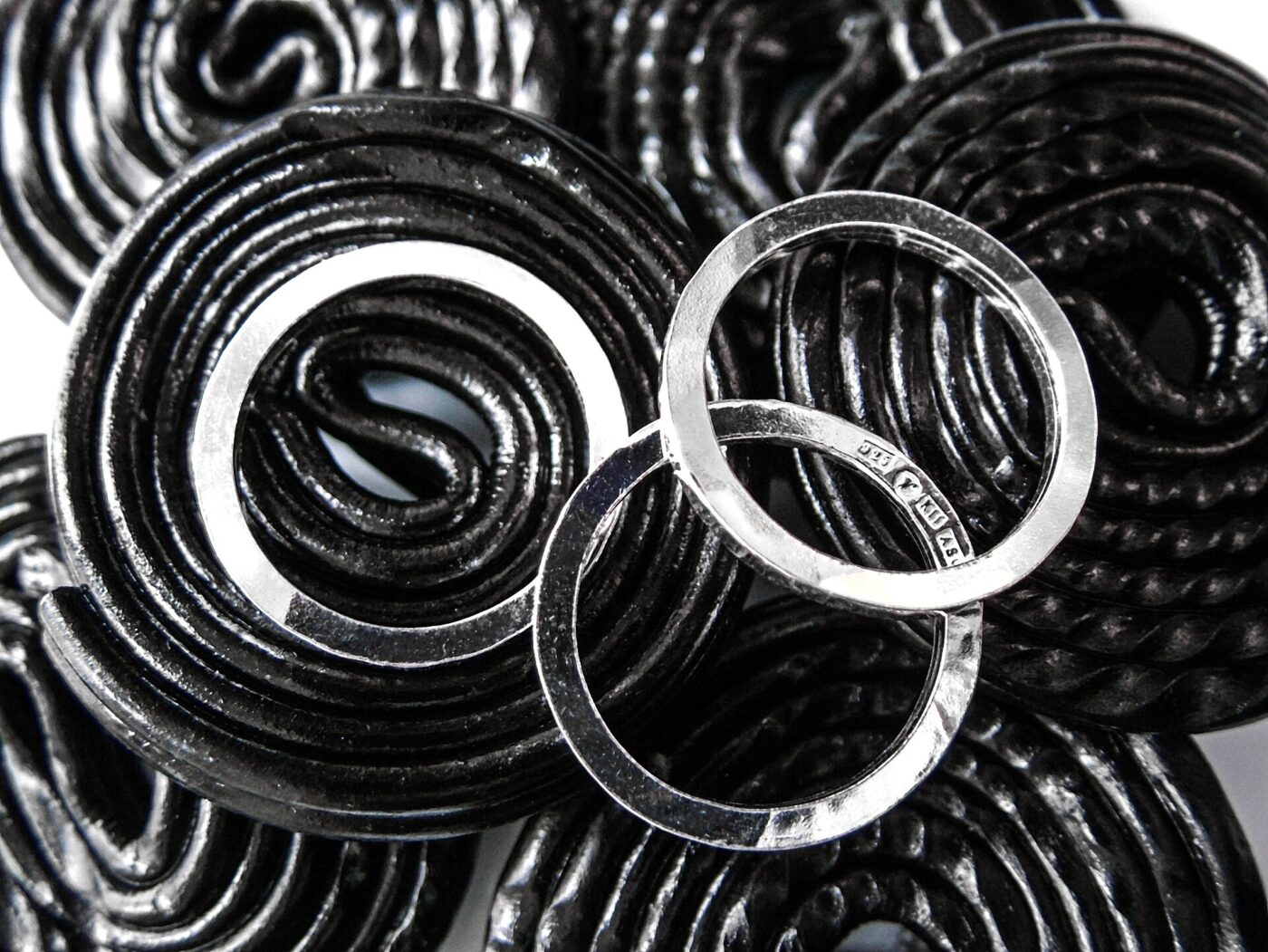 Silver rings.