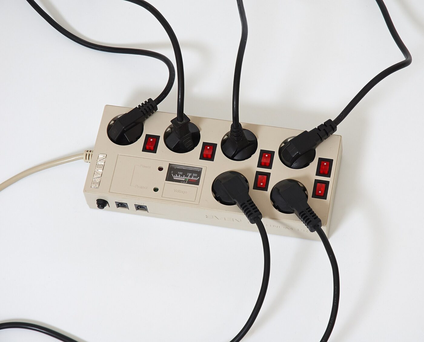 Several power strips plugged into an extension cord