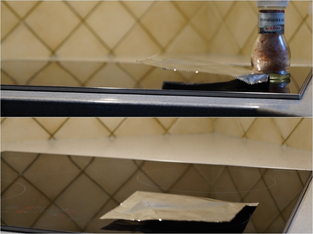 Aluminum foil lying on an induction cooktop